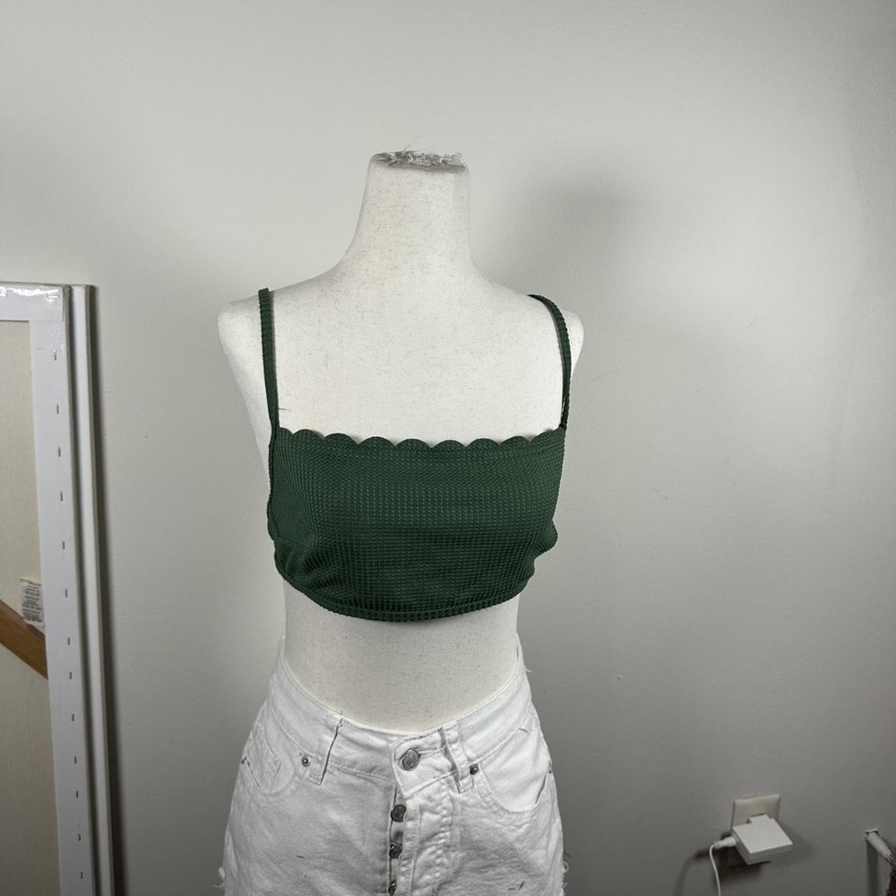 Aerie Dark Green Scallop Camisole